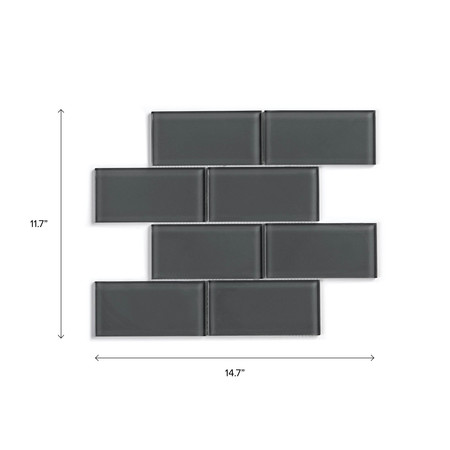 Newage Products Glass Subway Tile, Dark Gray, 11PK 80011